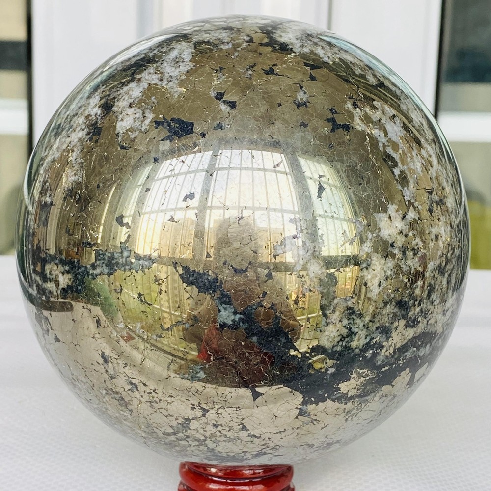 Natural Chalcopyrite Quartz Crystal Ball Energy Reiki Healing 4100G