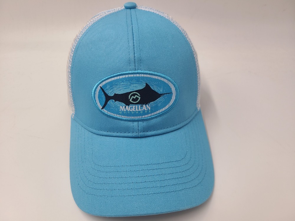 Magellan Outdoors Fishing Marlin Mesh Trucker Snapback Hat Cap Men Blue White