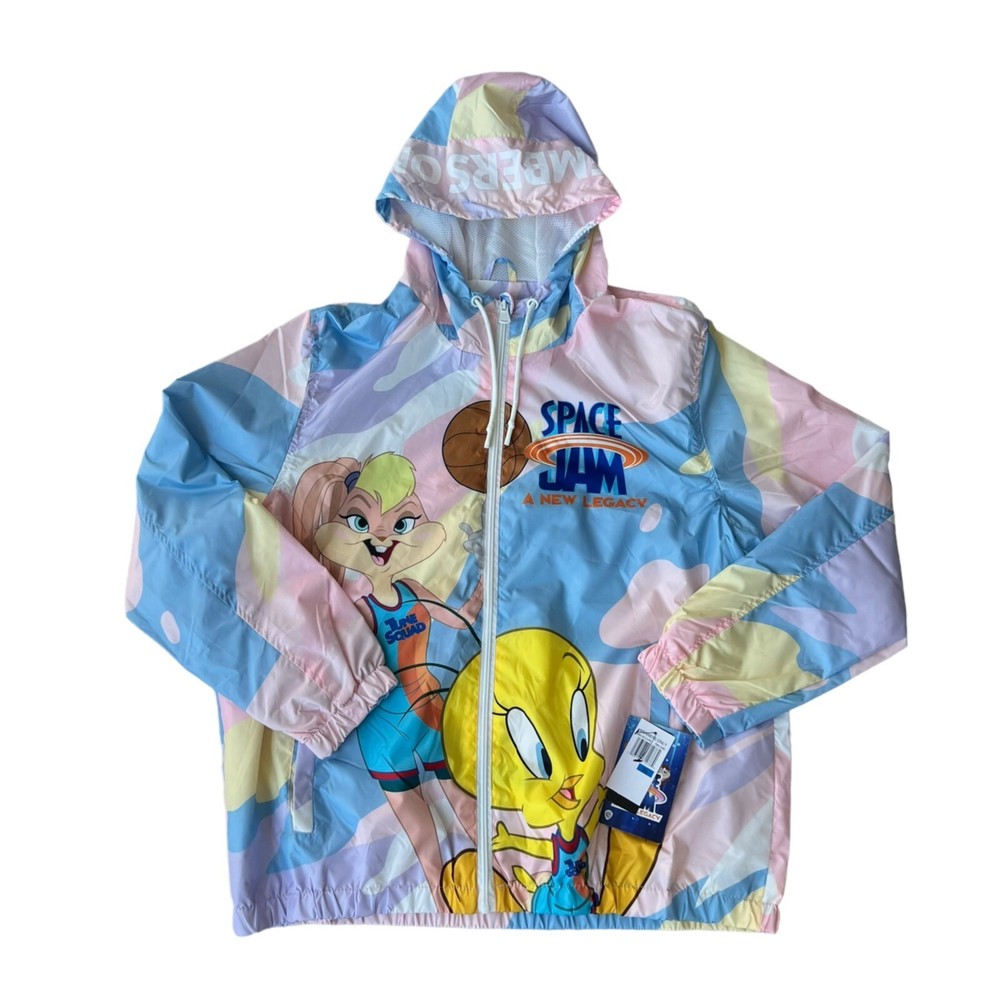 Members Only x Space Jam Windbreaker MWL160122-PNC Unisex XL Retro Style-image