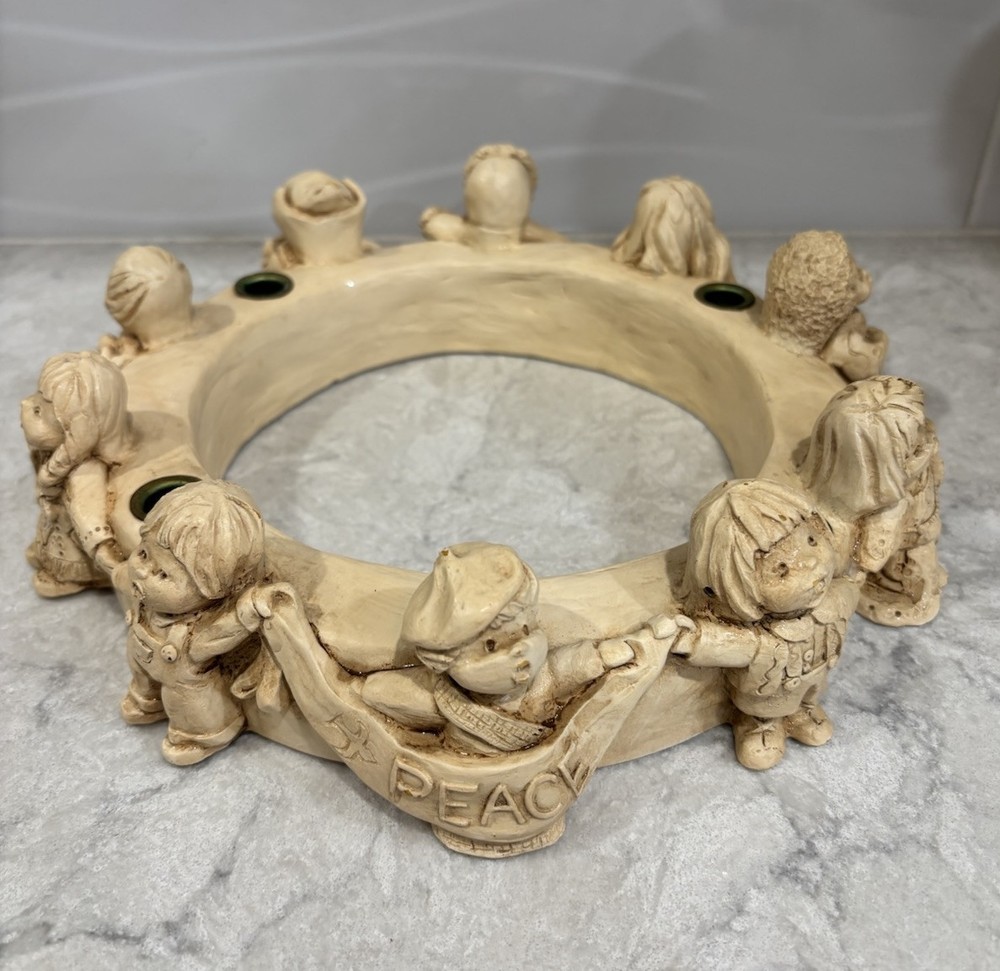 Vintage Abbey Press Advent Wreath Candle Holder Children All Over The World