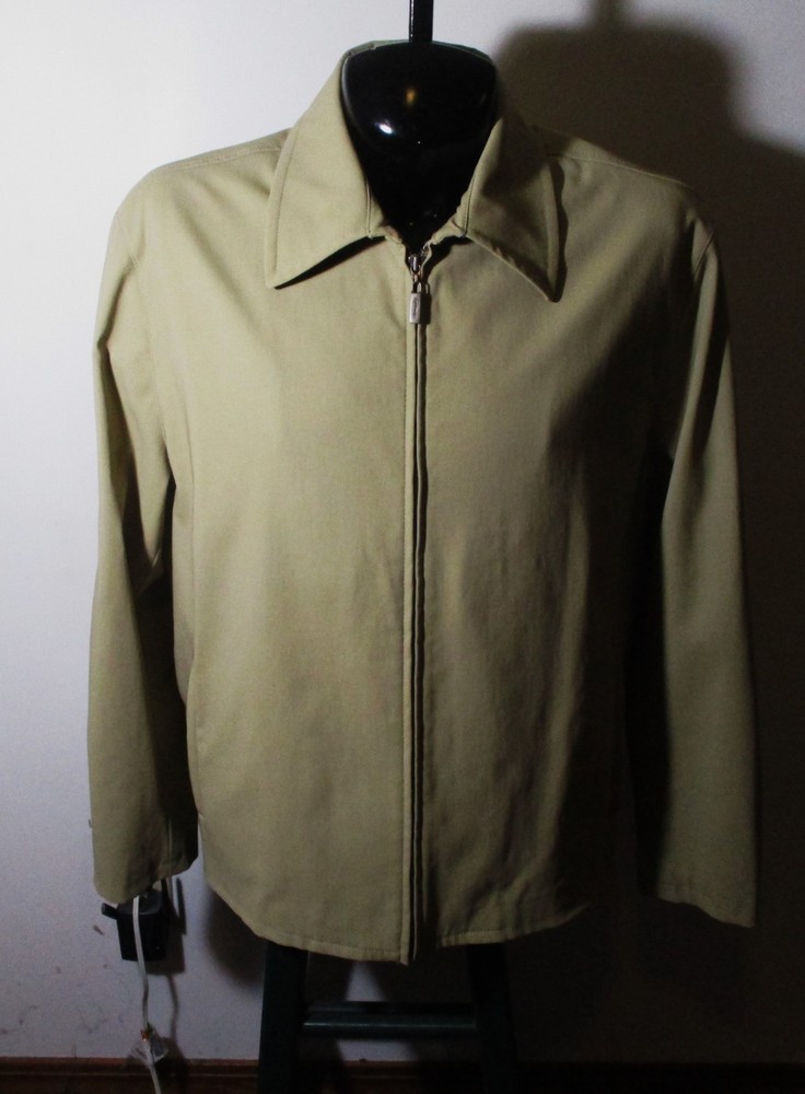 COLE HAAN Tan Full Zip Nylon Chino Style Jacket Men's Size XL