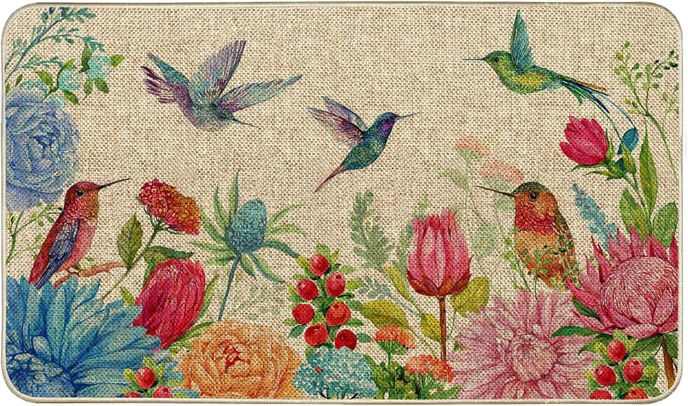 Peony Decor Front Door Mat  Entrance Mat Low Profile Kitchen Floor Rug Decor