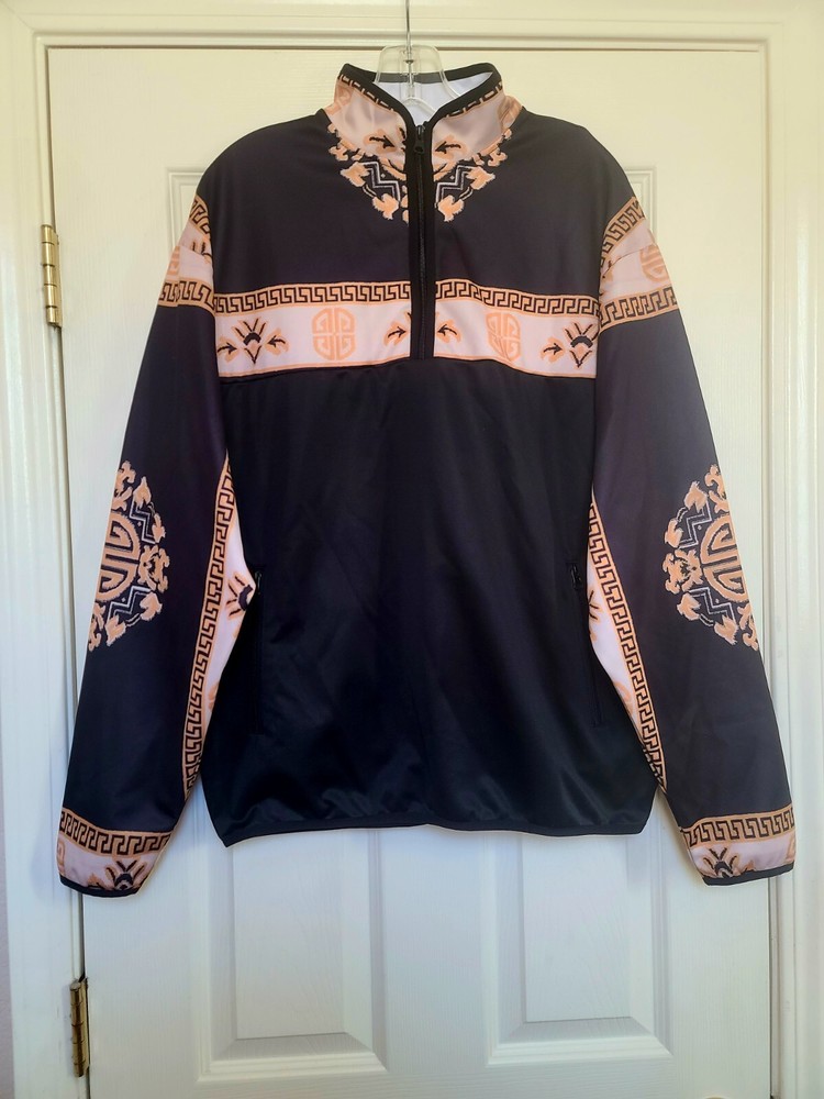 Fashion Nova Men Black Long Sleeve Pullover Jacket with Pockets Size M