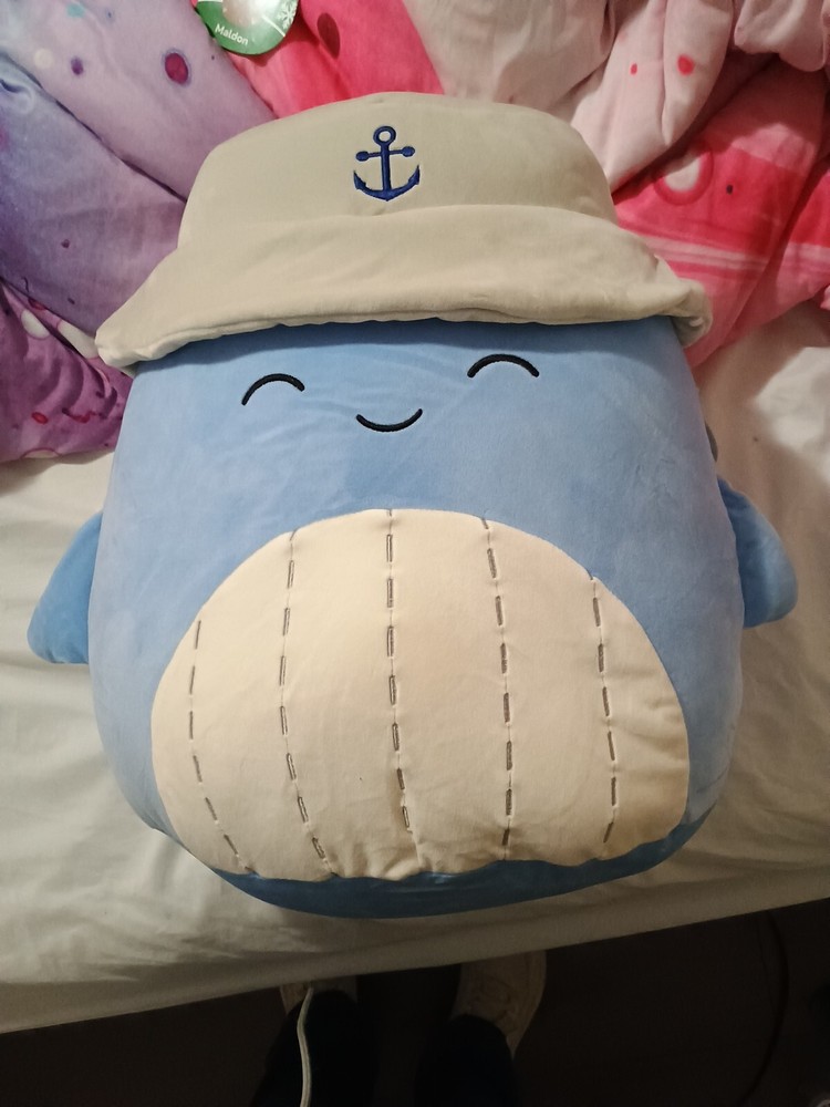 Squishmallows 16 Inch Samir The Blue Whale With Sailor Hat 2024 Collectable