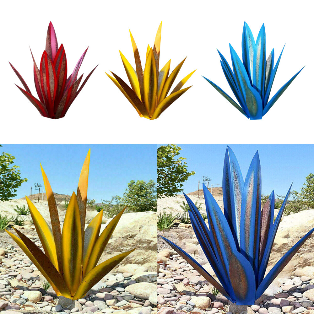 NEW Metal Art Tequila Rustic Sculpture Garden Yard Sculpture Home Decor 9 Leaves