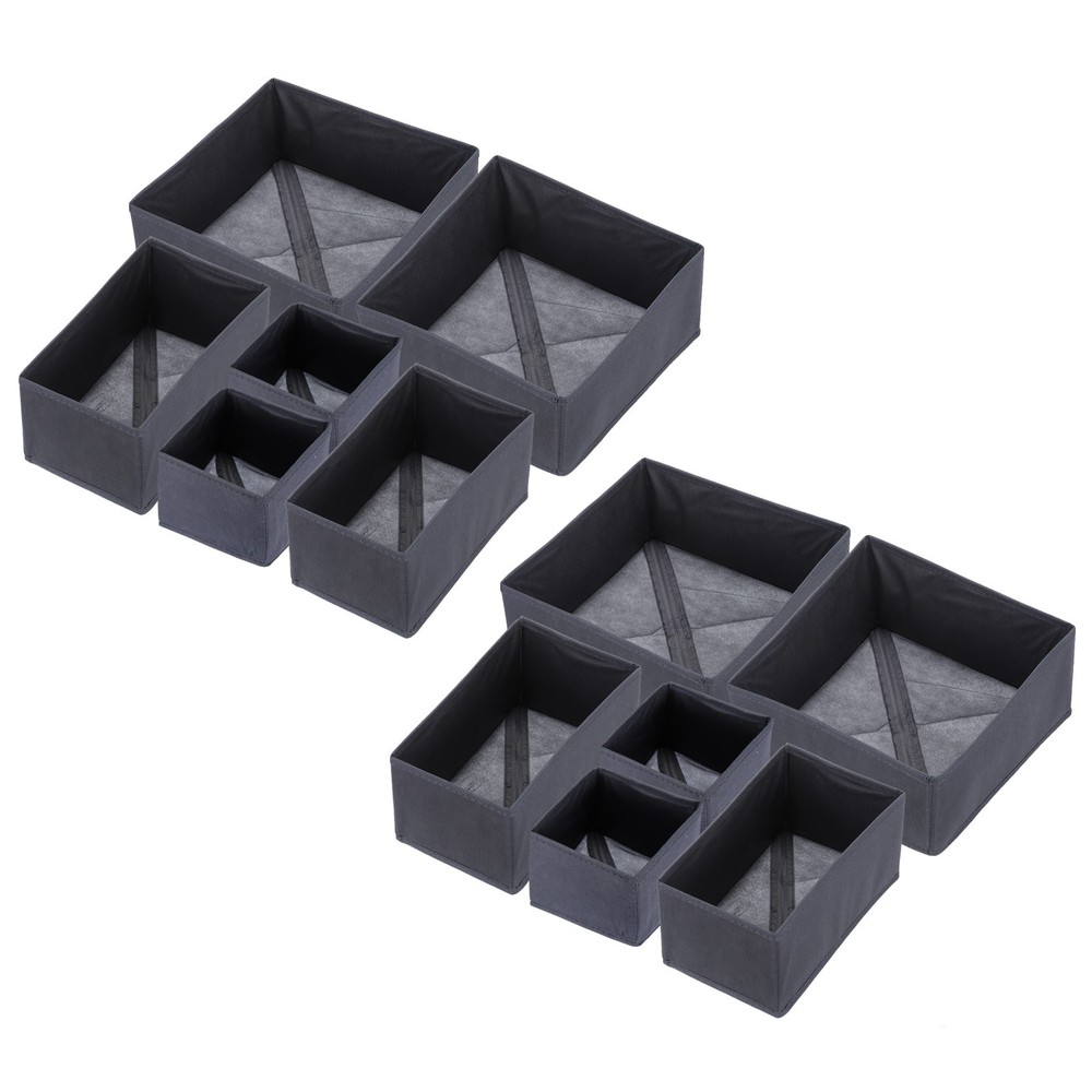 1 Set 12 Slot Foldable Fabric Socks Underwear Dividers Storage Box, Dark Gray