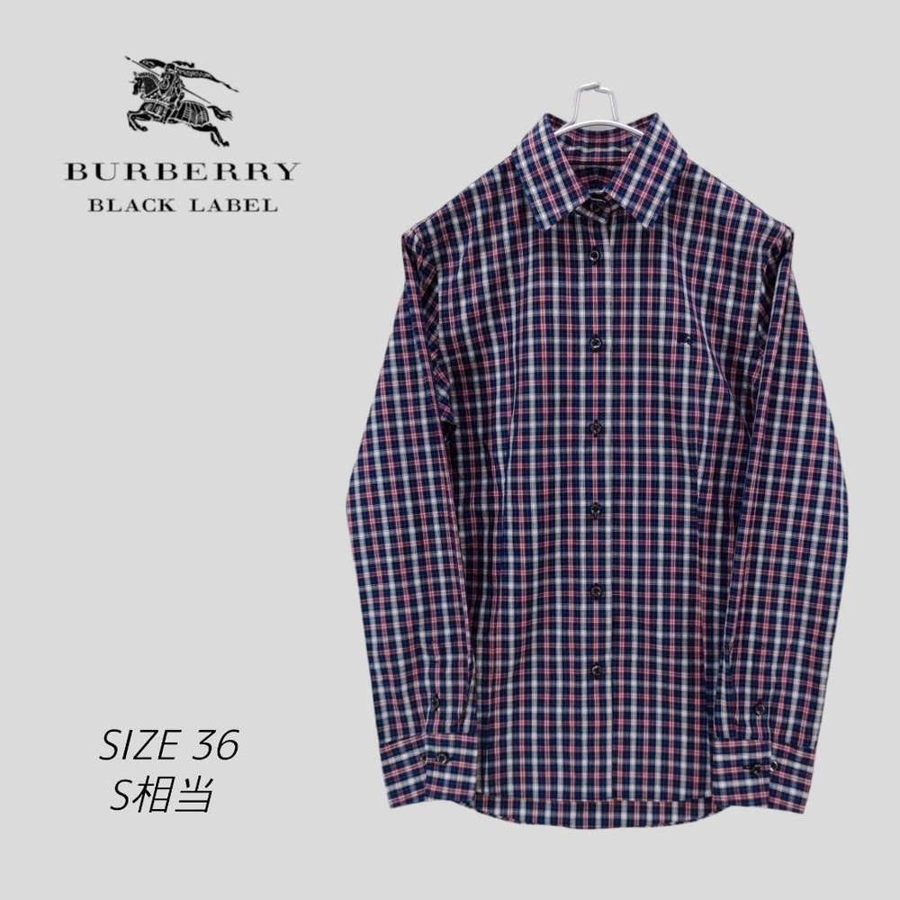 Burberry Black Label Horse Logo Embroidered Check Long Sleeve Shirt S F/S from J