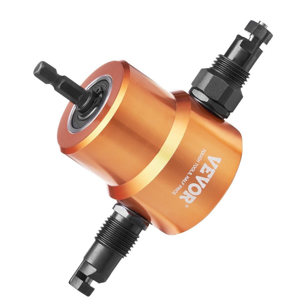 Double Head Sheet Metal Nibbler Drill Attachment with Extra Die 360° Cutting