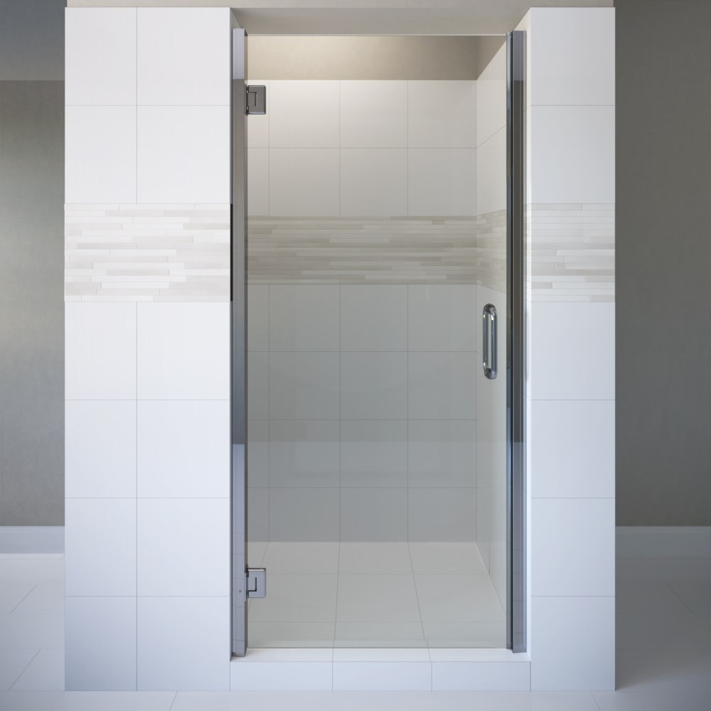 Miseno Sway 76H x 34W Frameless Chrome Hinged Shower Door