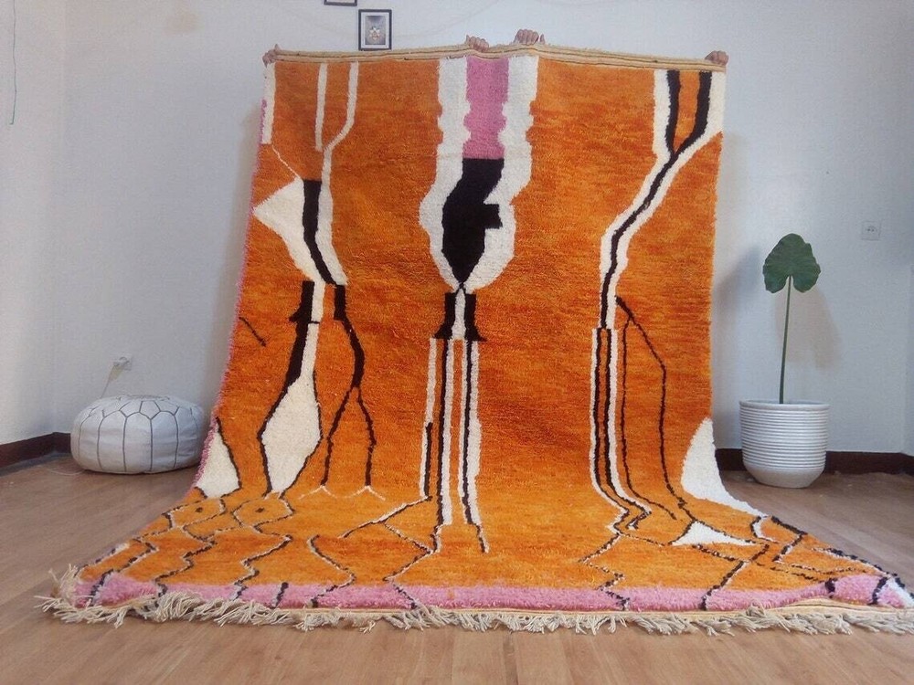 Handmade Moroccan Beni Ourain Berber wool area rug