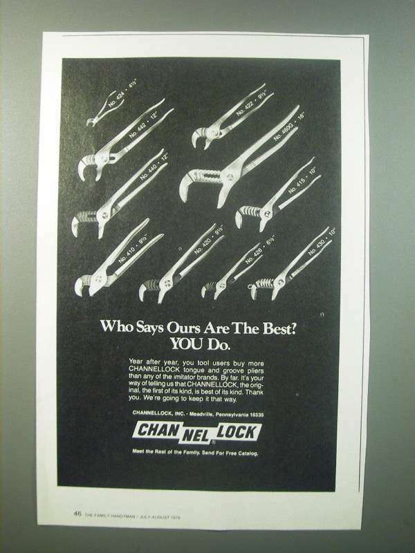 1979 Vintage Channellock Groove Pliers Ad – The Best in the Business