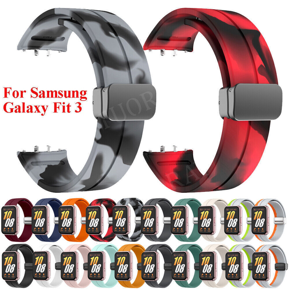 Folding Buckle Silicone Band Strap Magnetic For Samsung Galaxy Fit 3 SM-R390