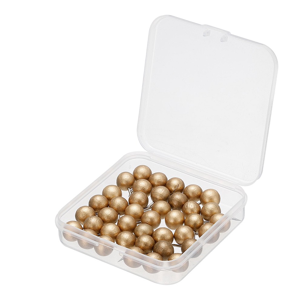 100 Gold Wooden Push Pins for Cork Board Office Home Bulletin Marking Tacks