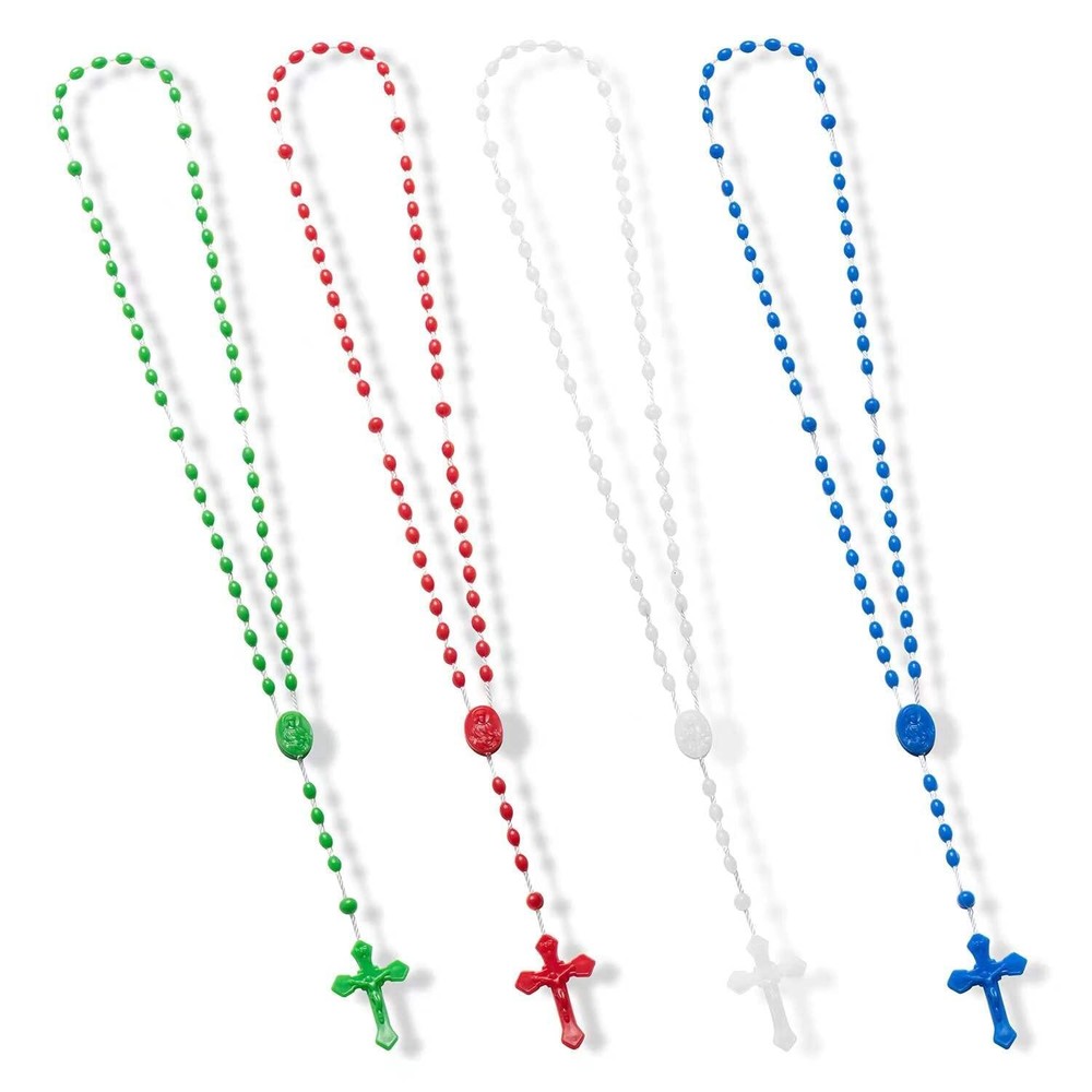 Bulk 12 Pack Assorted Color 17 Inch Plastic Catholic Rosary Beads