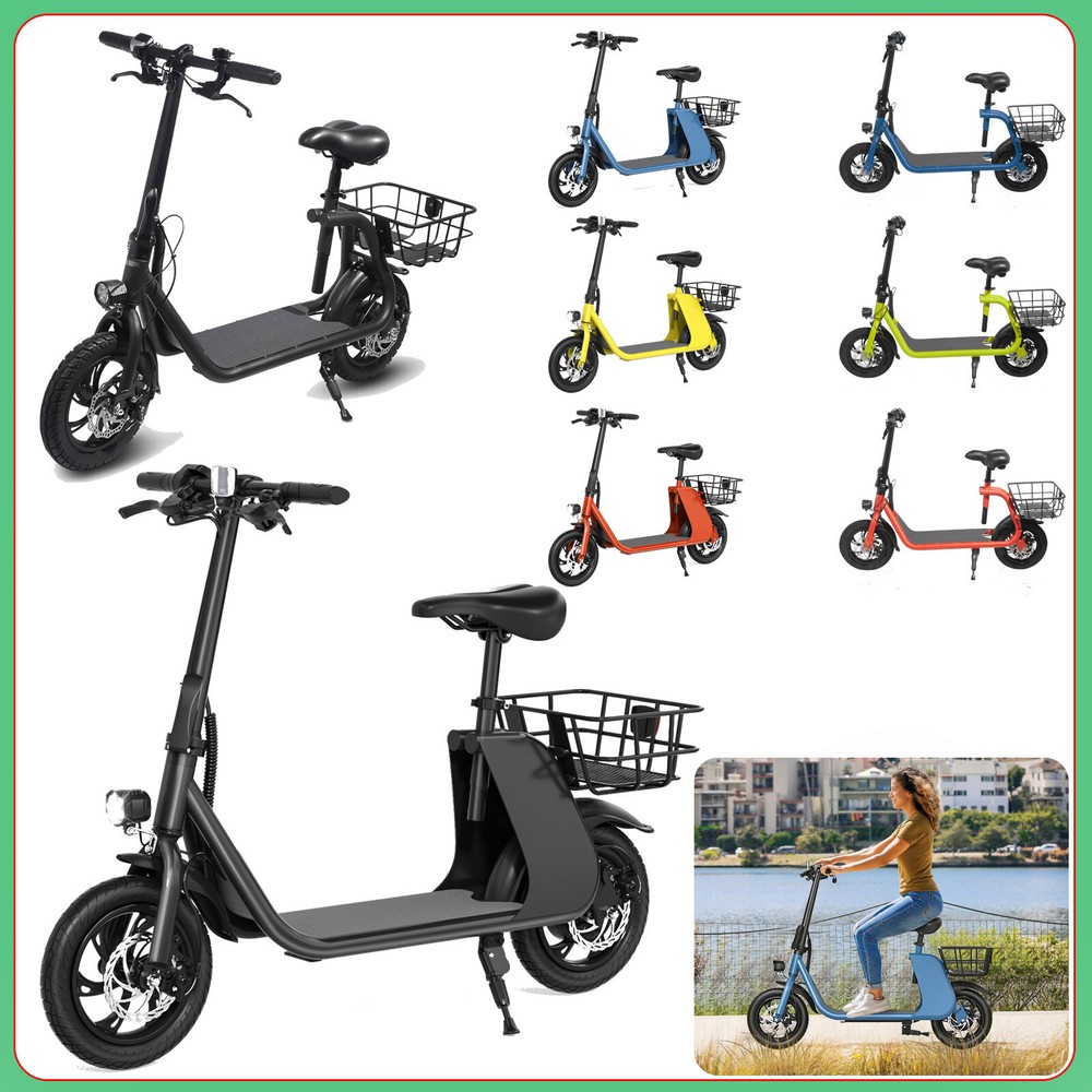 450W Moped Commuter E-Scooter Foldable Electric Scooter With Seat 15.5MPH E-bike