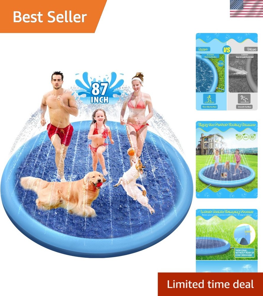 Durable 87in Eco-Friendly Dog Splash Pad - Safe Water Play for Kids & Pets