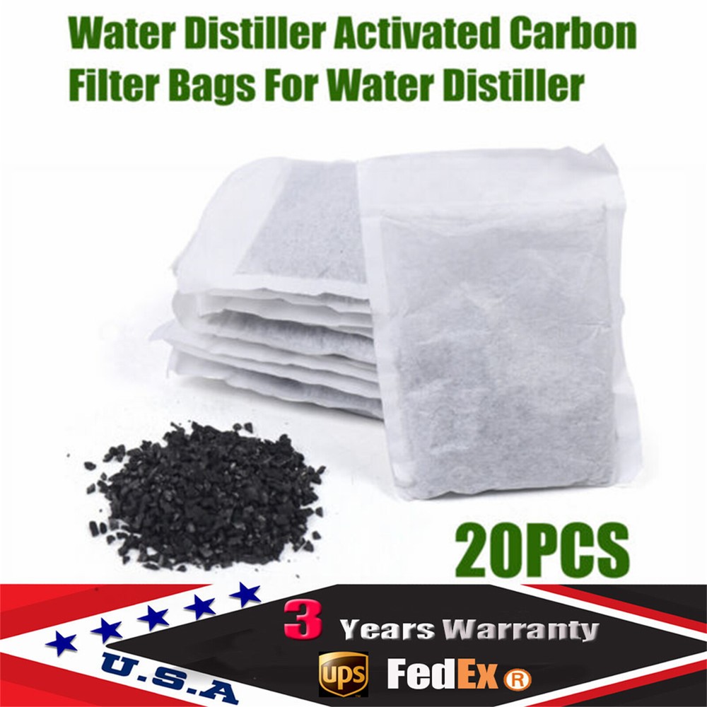 20 Activated Carbon Charcoal Filter Bags For Water Distiller Machine Purifier US