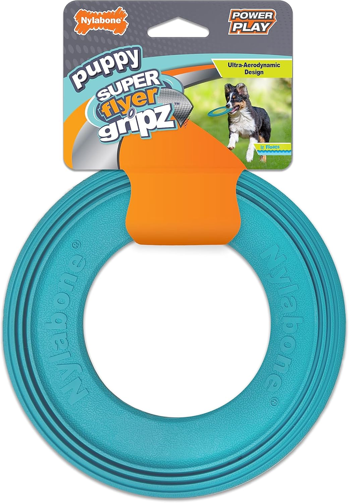 Power Play Puppy Super Flyer Gripz Disc for Dogs - Interactive Puppy Enrichment