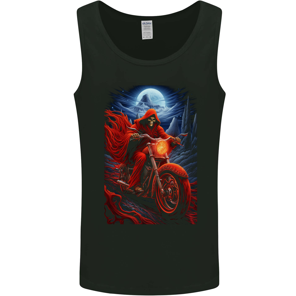 Skull Biker Motorcycle Motorbike Grim Reaper 7 Mens Vest Tank Top