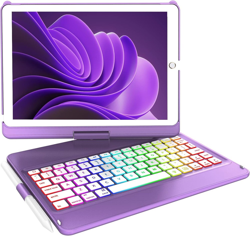 Purple Backlit Keyboard Case for iPad 9th Gen with 7 Color Options