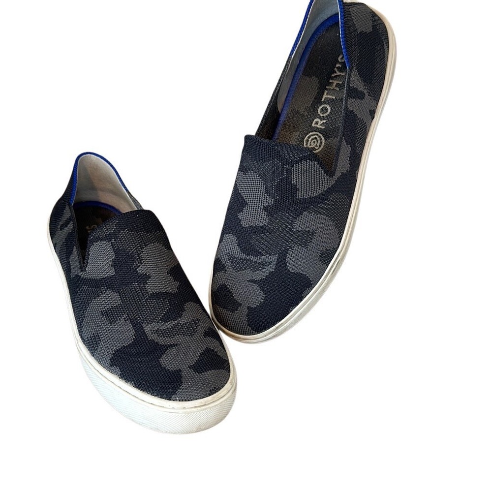 Rothy’s Black grey Camo slip on Comfort Sneakers 7.5