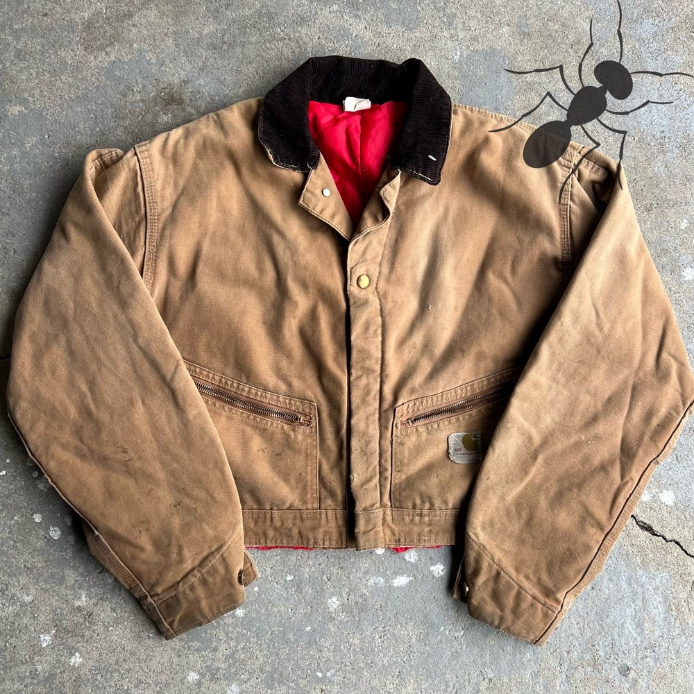 Vintage y2k brown carhartt detroit style cropped work wear jacket