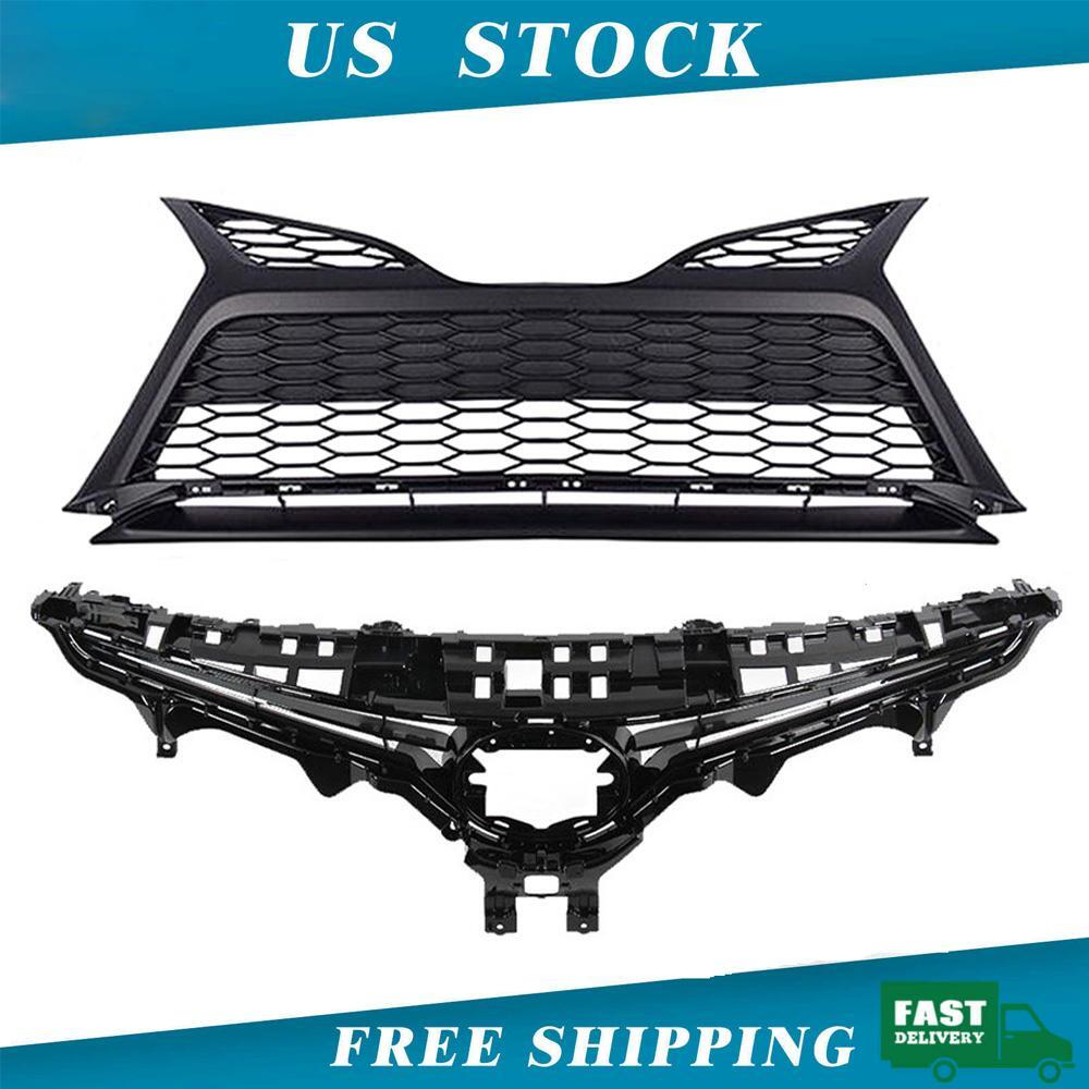 2PCS Fit For 2021 2022 Toyota Camry SE XSE Front Upper Lower Bumper Grille Set