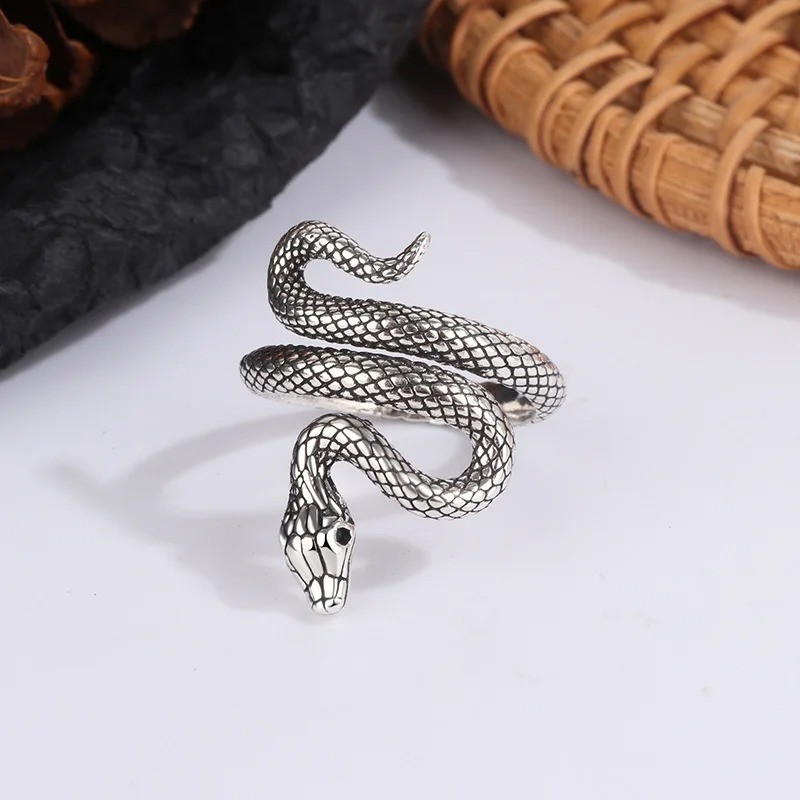 925 Sterling Silver snake Ring Adjustable Ring Entanglement for women Girl