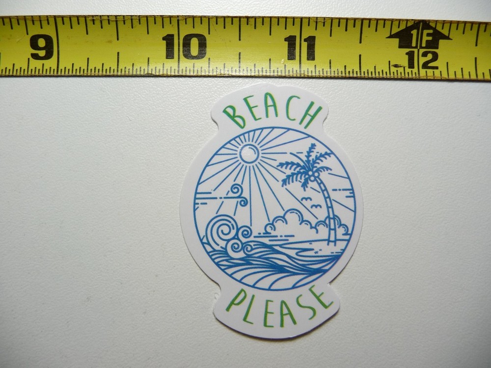 Beach Please Tropical Vacation Line Art Sticker Decal