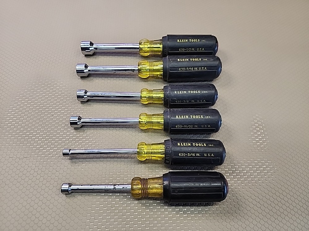 Klein Tools 6-Piece SAE Nut Driver Set with 3-Inch Shaft and Rubber Grip Made in USA