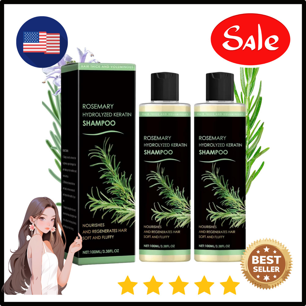 2 Pack Organic Rosemary Hair Growth Shampoo for Women and Men-Natural Thickening