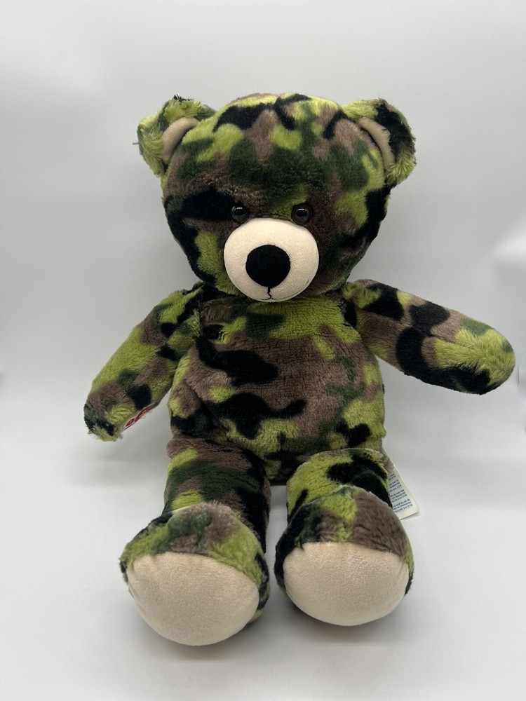 Build A Bear Plush Camouflage Teddy BAB Green Camo 2014 Stuffed Animal Military