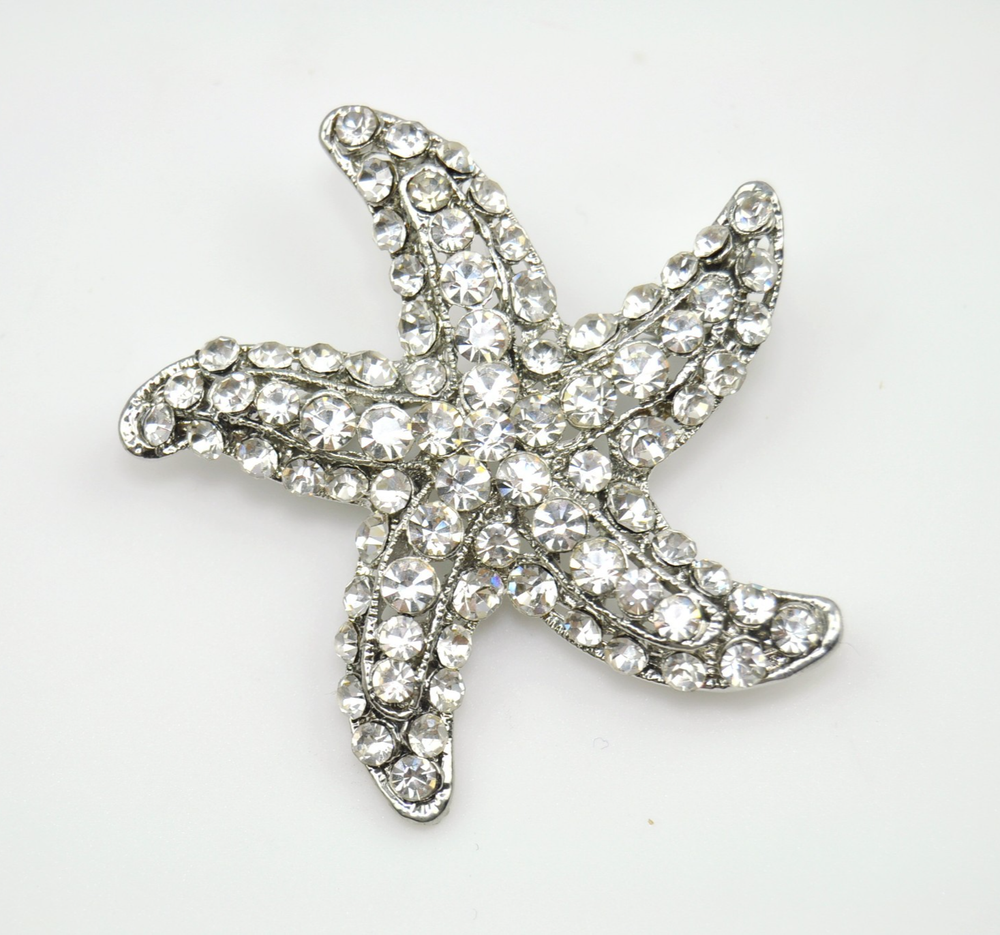 Starfish Brooch silver tone rhinestone Starfish Women Jewelry brooches for gift