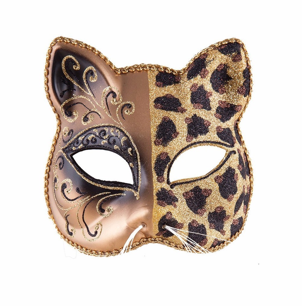 Leopard Cat Mask Sparkling Costume Accessory Adult 1-size ribbon tie Halloween