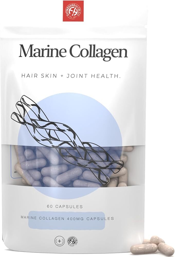 Marine Collagen 400mg Capsules - Hair, Skin and Joint Health Supplement - Hig...