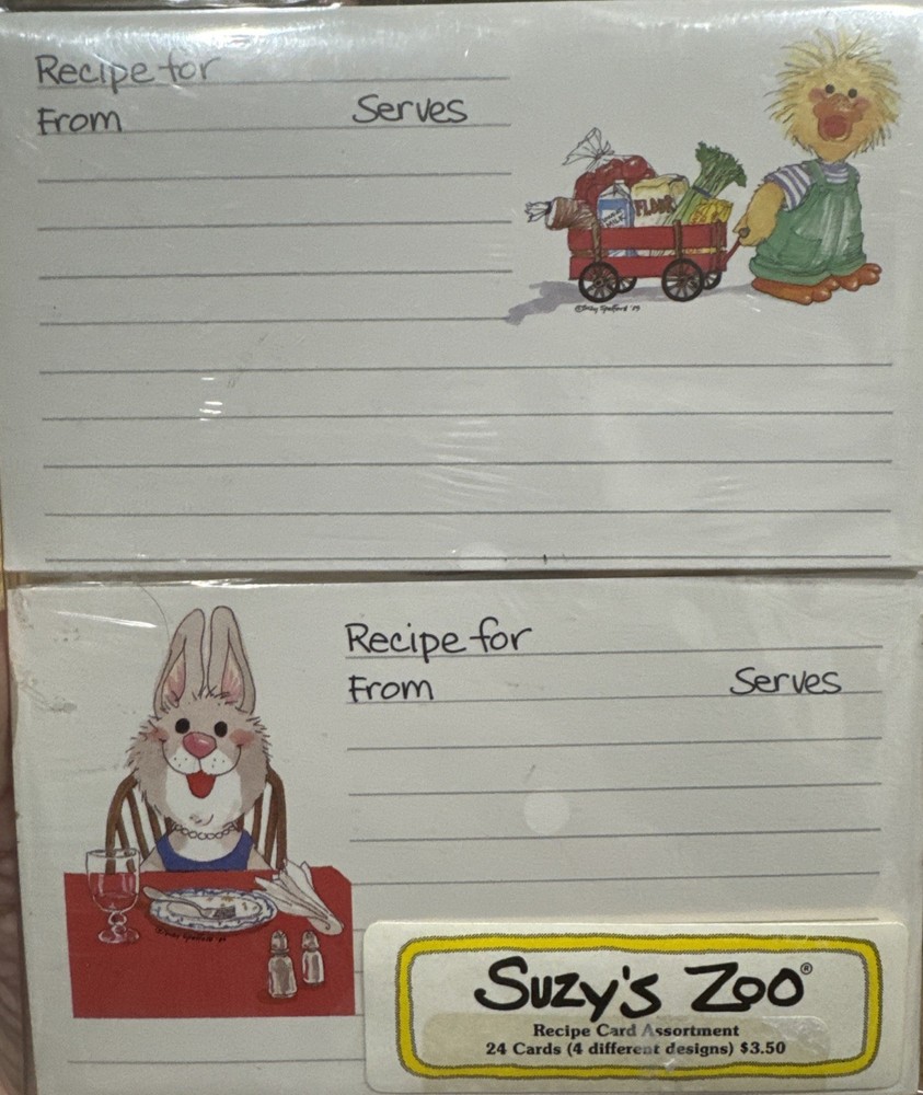 VTG Lot of Suzy’s Zoo Cute Bunny Duck Recipe Cards 24 Count Easter Spring Summer