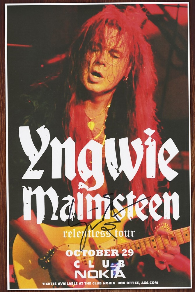 Yngwie Malmsteen autographed concert poster
