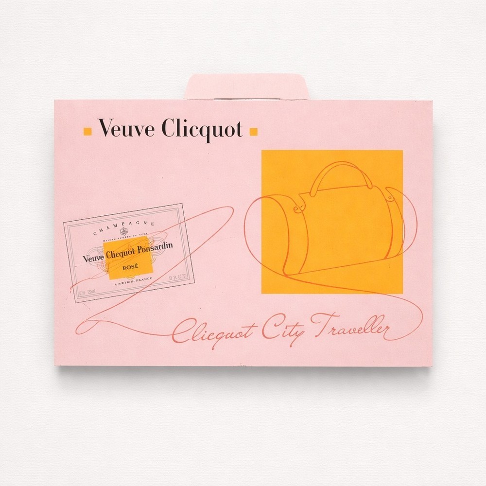 VEUVE CLICQUOT CHAMPAGNE BARBIE PINK CITY TRAVELLER TOTE CARRIER, NEW WITH BOX