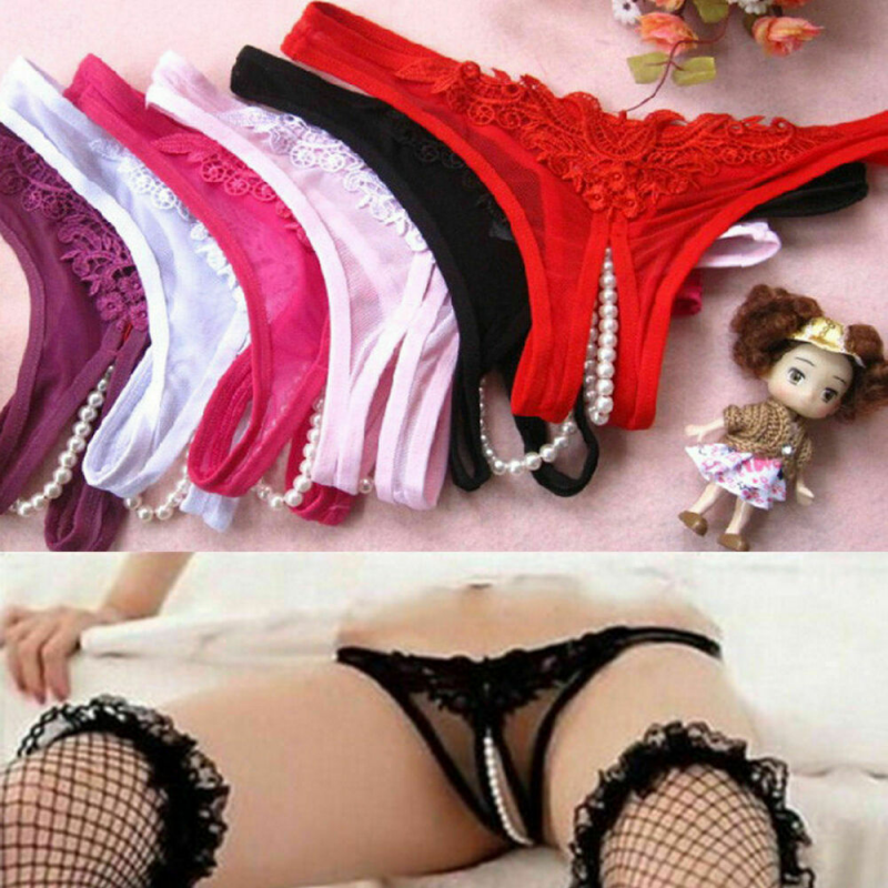Women Sexy Pearl Lace Underwear Lingerie G-String Briefs Knickers Thongs Panties