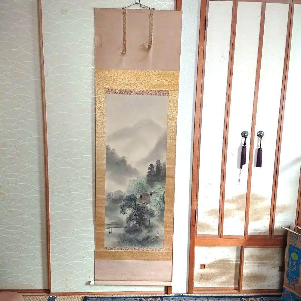 Hanging Scroll  Nanga Landscape Tea Utensils