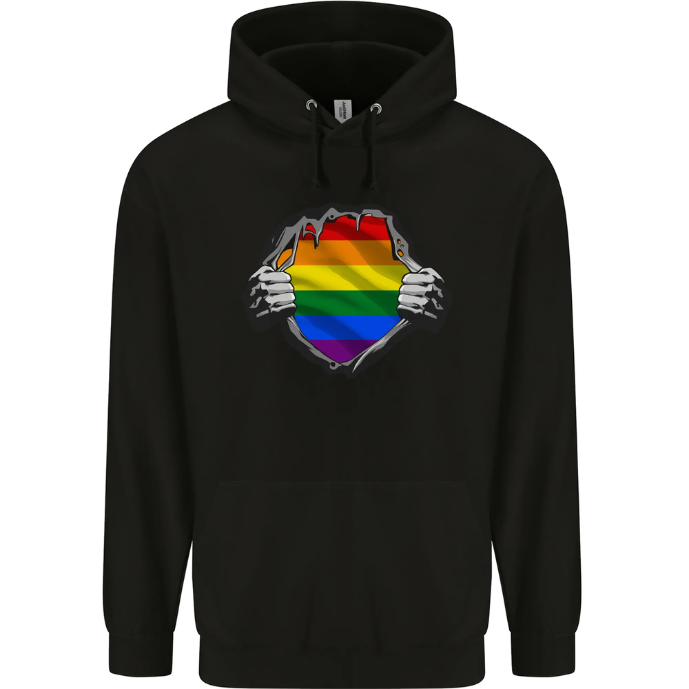 LGBT Rainbow Colours Pride Awareness Day Mens 80% Cotton Hoodie-image