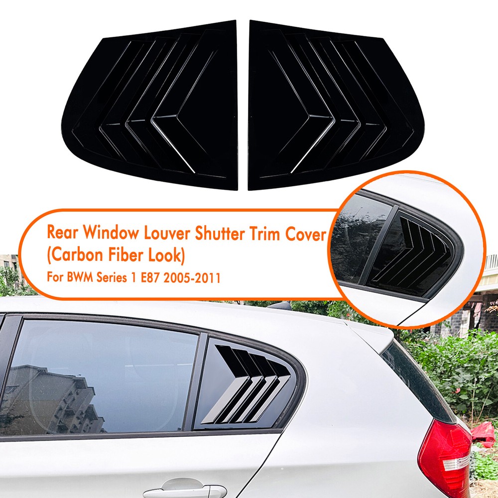 Gloss Black Rear Window Louvre Cover for BMW 1 Series E87 2005-2011