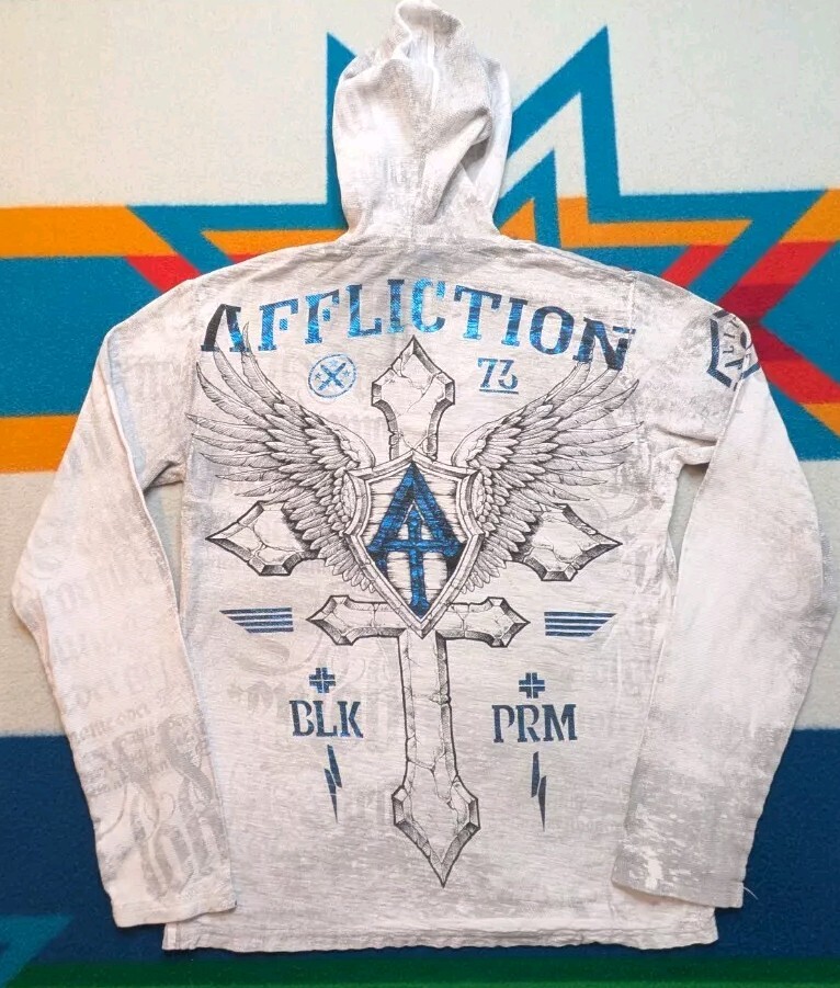 Affliction USA Made Wings Cross UFC Vintage Lightweight Hoodie Medium
