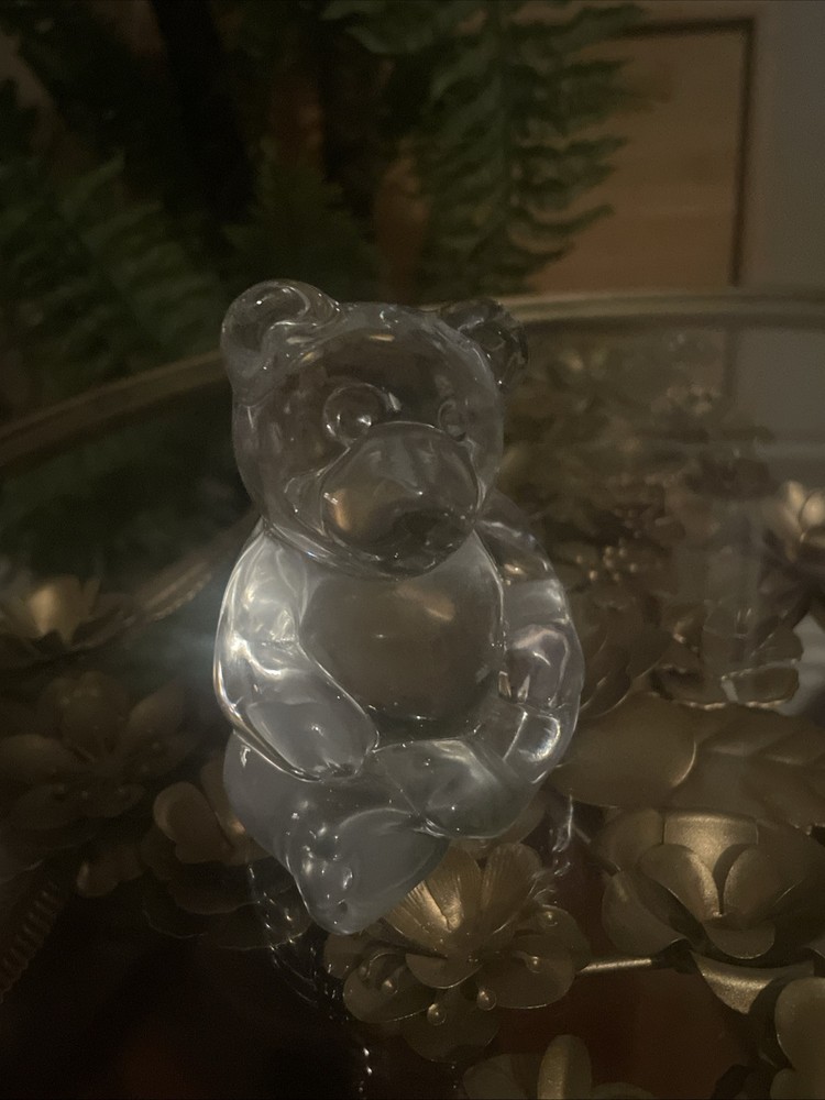 Princess House Teddy Bear Paperweight Lead Crystal Glass Figurine 3.5