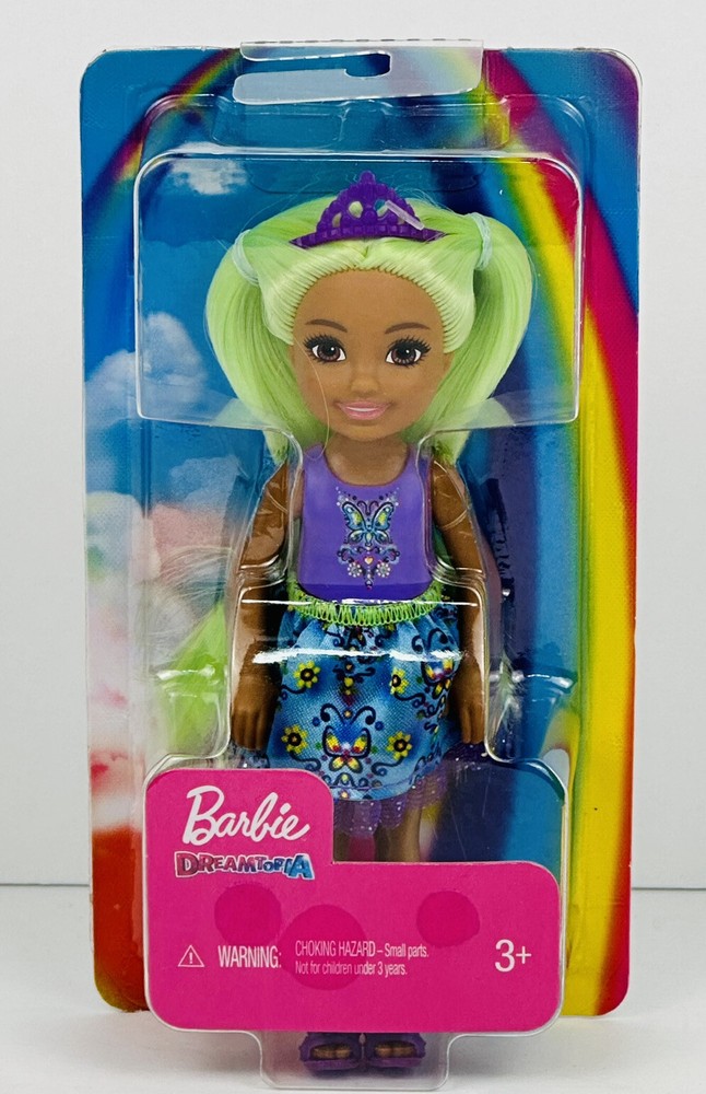 Barbie Dreamtopia Doll Chelsea Sprite Neon Lime Green Hair Butterfly Outfit NEW