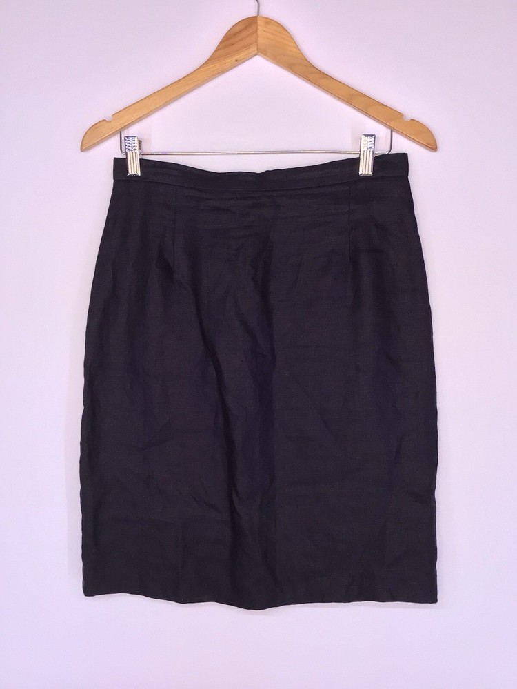 Breeches Linen Pencil Skirt Lined Black USA Vintage Women’s Size 10