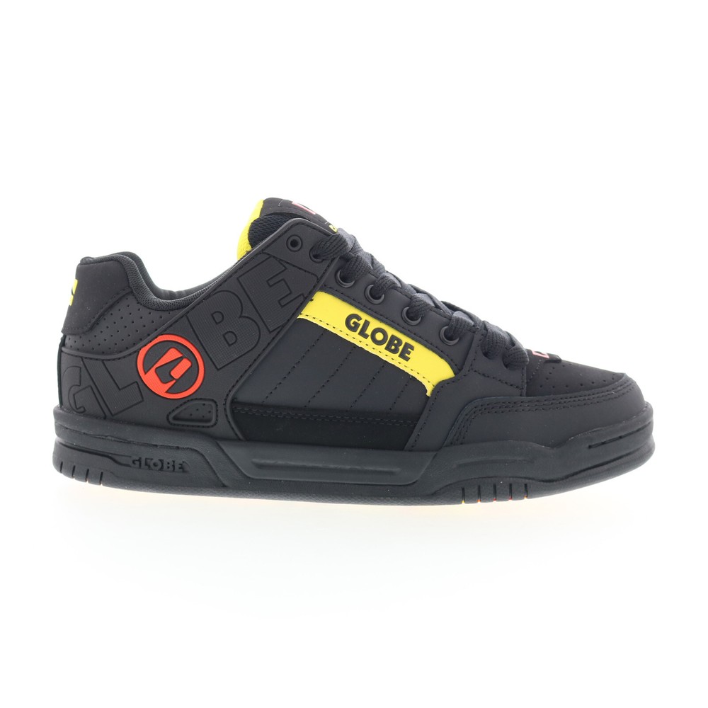 Globe Tilt GBTILT Mens Black Leather Lace Up Skate Inspired Sneakers Shoes