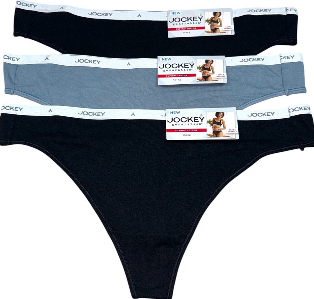 JOCKEY Women 3-Pair Thong Underwear Panties Supima Cotton Blend Size XL