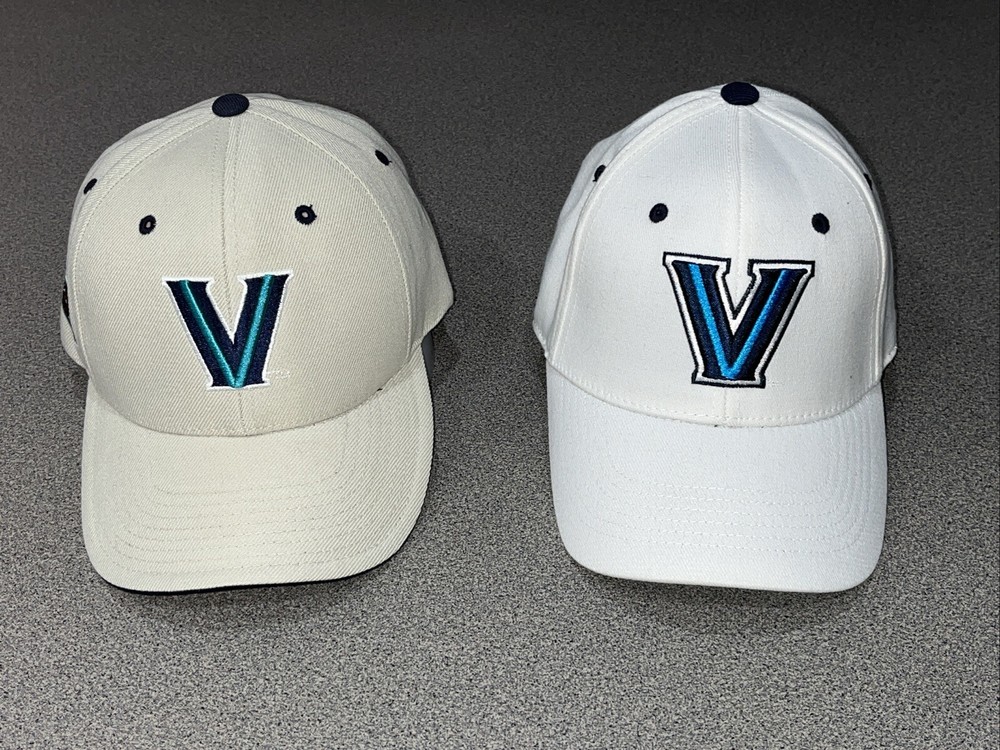 Villanova Wildcats Hats-White Flex/Beige Adjustable - Lot Of 2