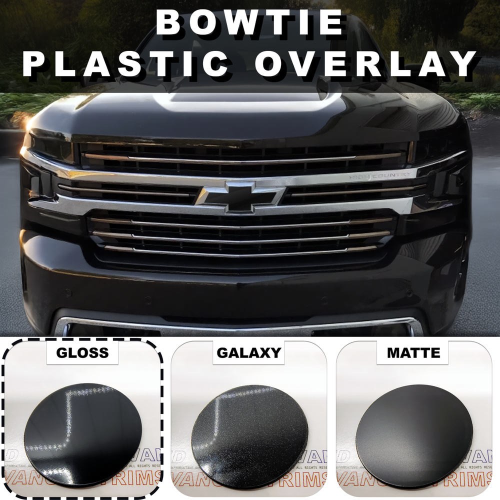Gloss Black BowTie Grill Emblem Overlay 2019-2022 Chevy Silverado 1500 NOT VINYL